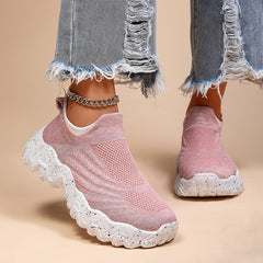 Women's Knitted Running Shoes Lightweight Slip On Sports Shoes