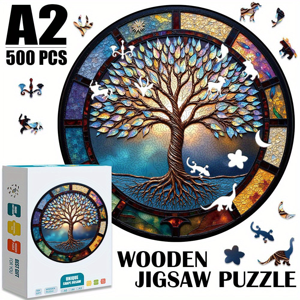 500pc Tree of Life Jigsaw Puzzle - Animal Shaped - Adults