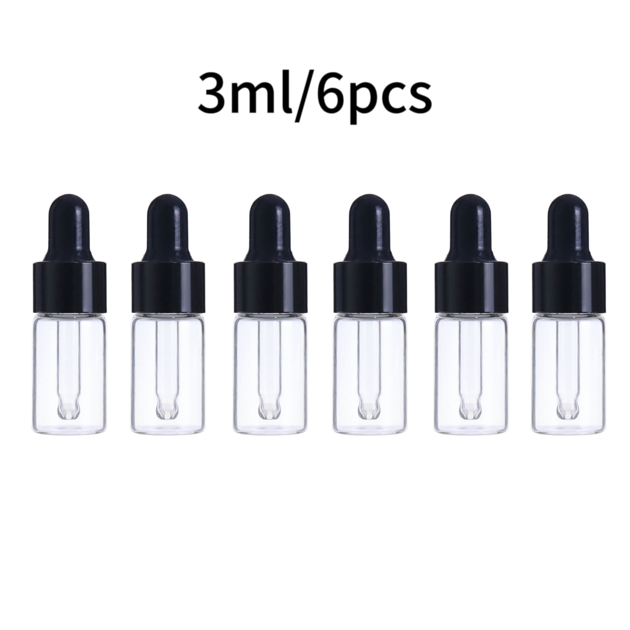 6pcs Glass Mini Dropper Bottles Essential Sample Vial Caps Tiny Perfume Jars