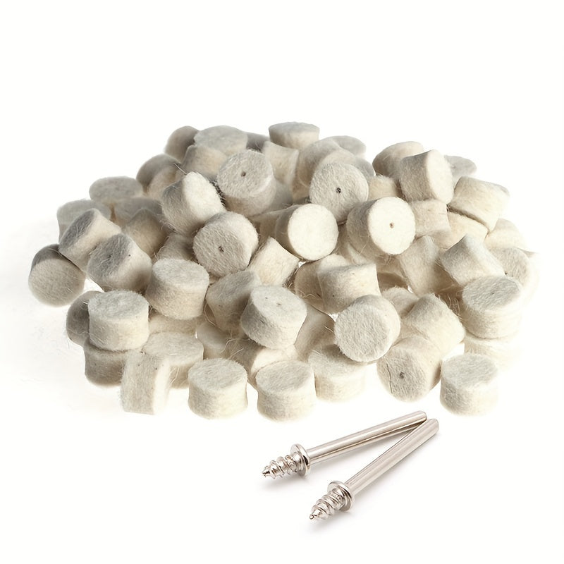 100pcs Wool Felt Buffing Pad 13mm with 2 Shank
