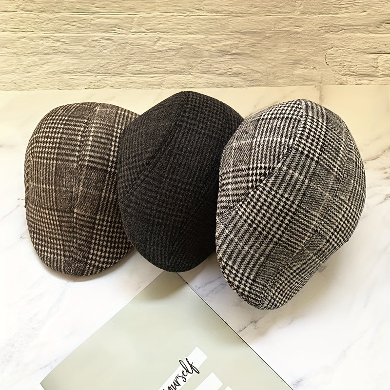 Outdoor Retro Casual Plaid Beret For Men