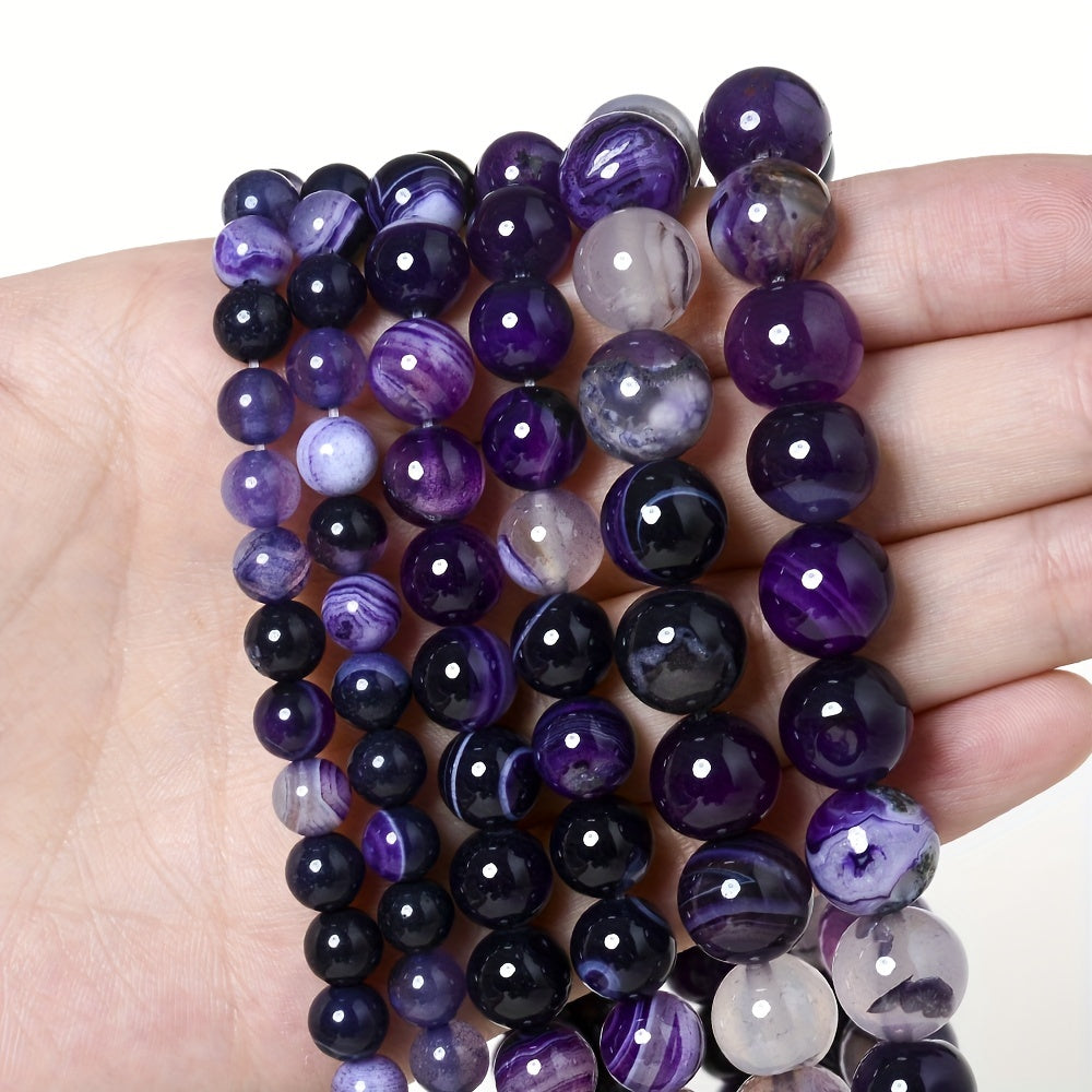 Purple Agates Round Beads 4-12mm Natural Stone Spacer Beads for DIY Bracelet