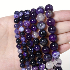 Purple Agates Round Beads 4-12mm Natural Stone Spacer Beads for DIY Bracelet