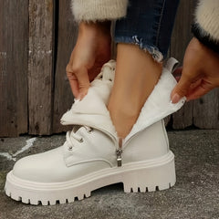 Women's Platform Combat Boots Lace Up & Side Zipper Ankle Boots
