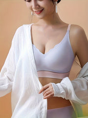 Wireless Colorblock Bra Full Coverage Breathable Women's Lingerie