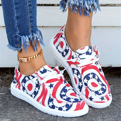 Women's Patriotic Flats Lace Up Canvas Shoes