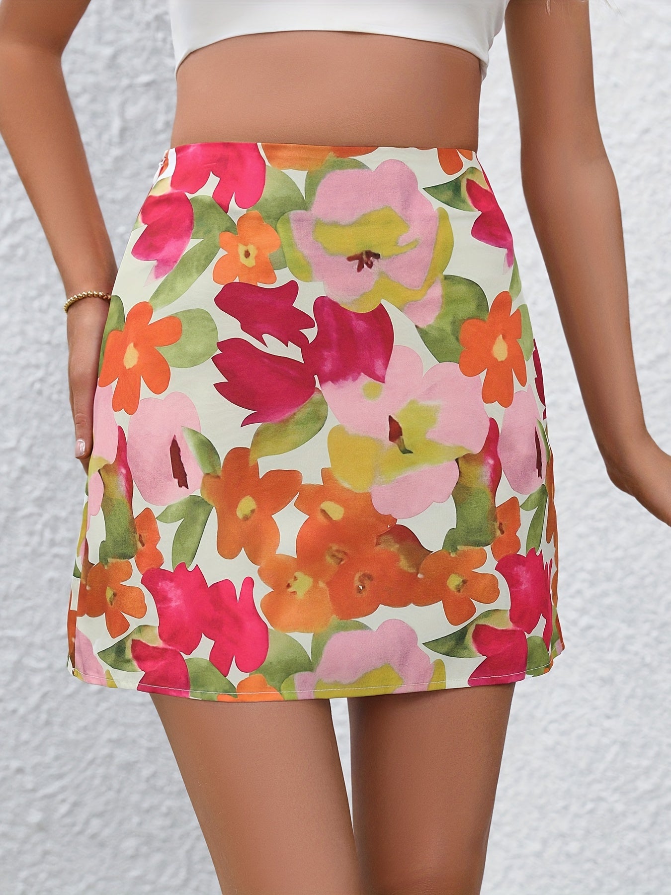 Floral Print High Waist Bodycon Skirt for Women