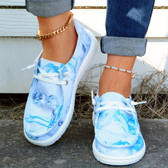 Women's Tie Dye Boat Shoes Lightweight Lace Up Sneakers