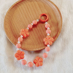 Dopamine Plum Blossom Beaded Keychain For Girls