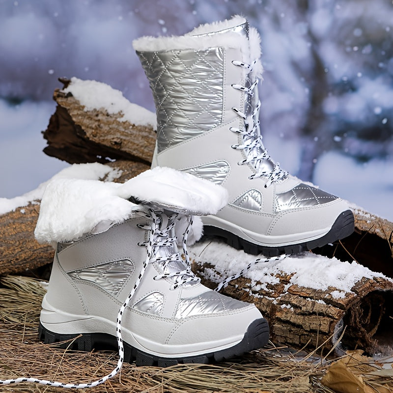 Women's Winter Insulated Snow Boots Warm Faux Fur Lined Mid Calf