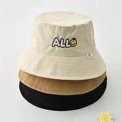Baby Sunscreen Sun Hat Children's Basin Hat Happy Face Embroidery All-match Hat