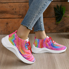 Women's Colorful Mesh Breathable Running Shoes Lightweight Lace Up