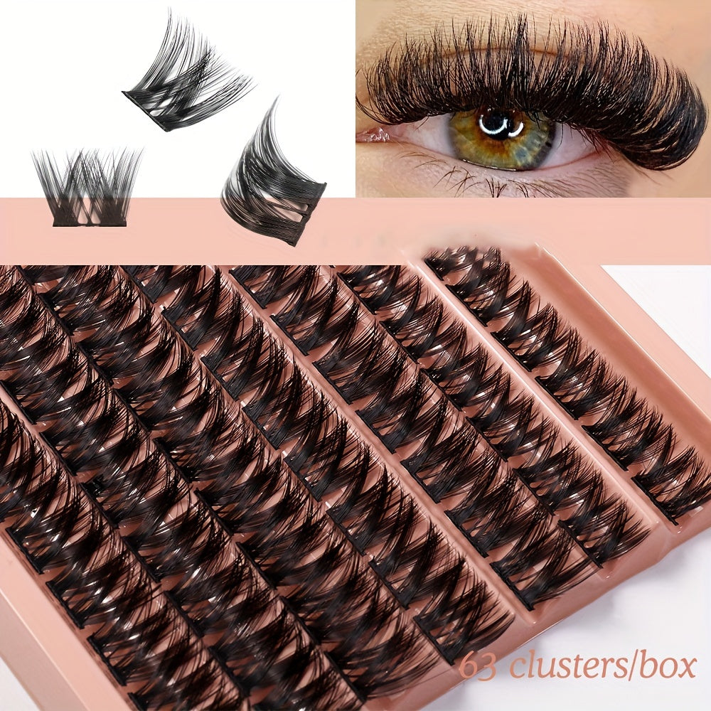 7 Rows DIY Segmented False Eyelashes Wispy Thick Eyelashes C Curl