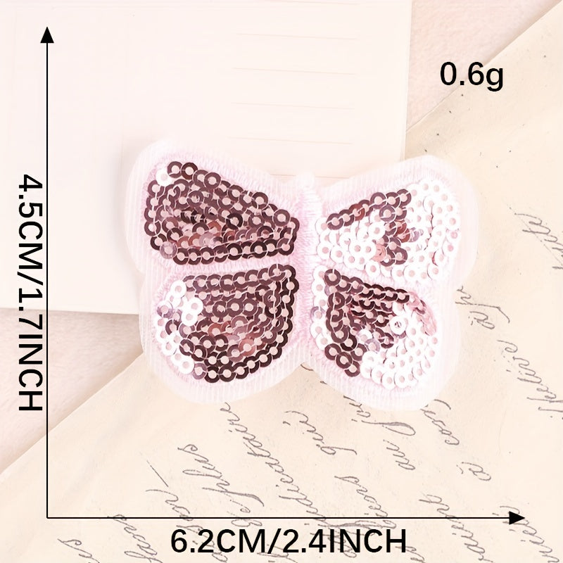 4pcs Butterfly Patch Applique Embroidered Iron On Sequin for Jackets Clothes