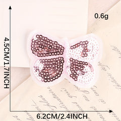 4pcs Butterfly Patch Applique Embroidered Iron On Sequin for Jackets Clothes