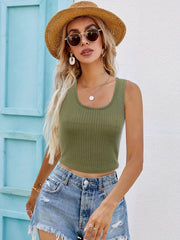 Solid Crop Tank Top Sleeveless Summer Women's Clothing