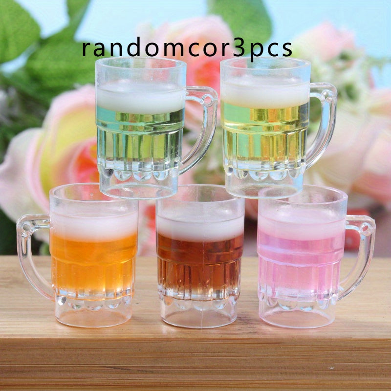 3pcs Resin Beer Cup DIY Keychain Decoration Kit