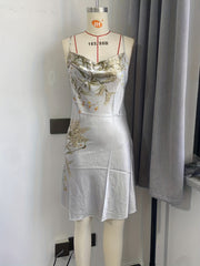 Floral Nightdress Draped Collar Sleep Dress Women's Sleepwear
