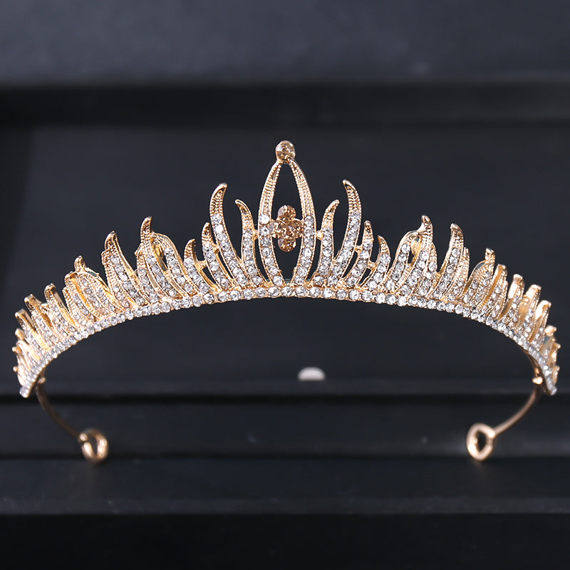 Golden Tiara Wedding Hair Accessories Adjustable Birthday Princess