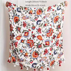 Flower Printed Fringe Shawl Large Sunscreen Blanket Long Shawl Wrap Scarf