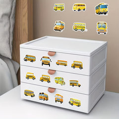 53pcs Yellow School Bus Cartoon Stickers for Kids' Back to School Decorating