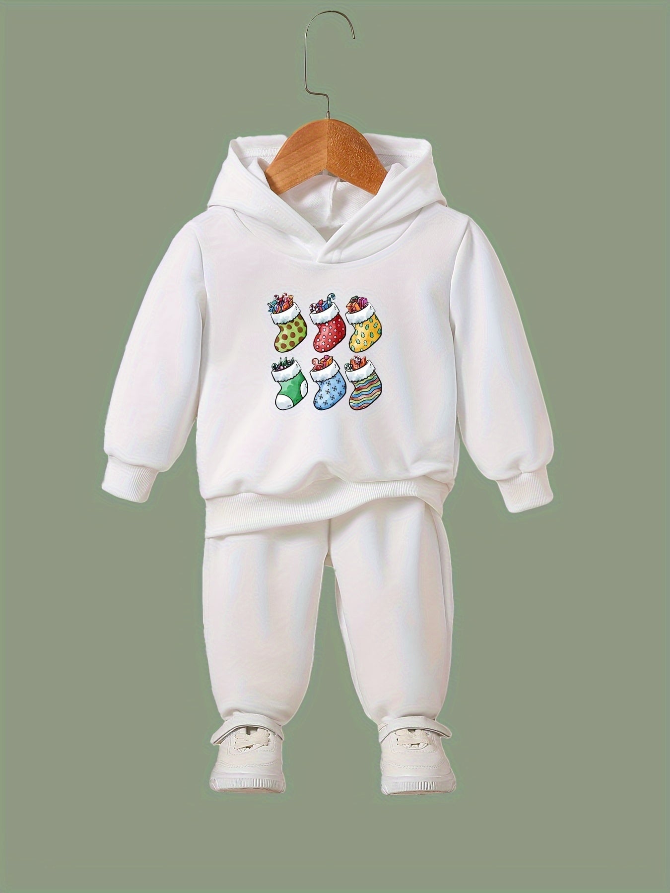 OERYUI Kids 2pcs Christmas Socks Print Hoodies Pants Set