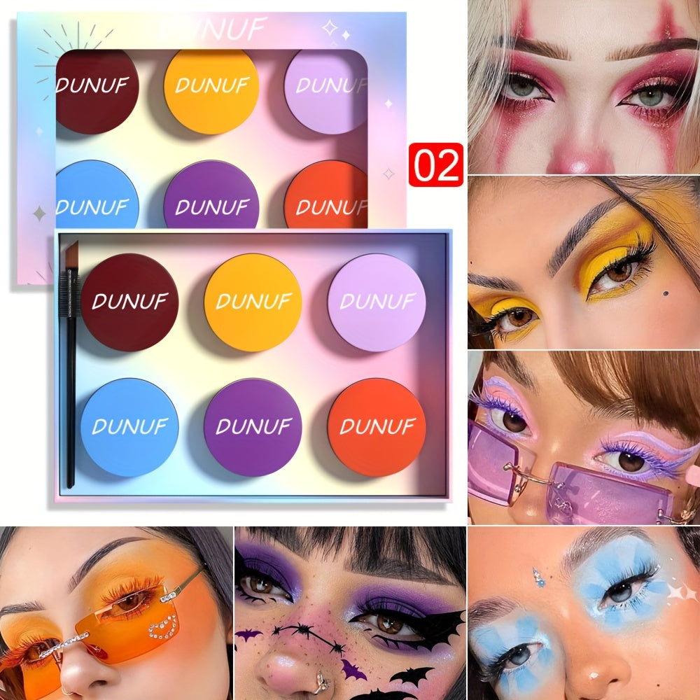 6 Eyeshadow Palette Matte Eyeliner Brow Tint Face Paint Halloween Makeup Kit