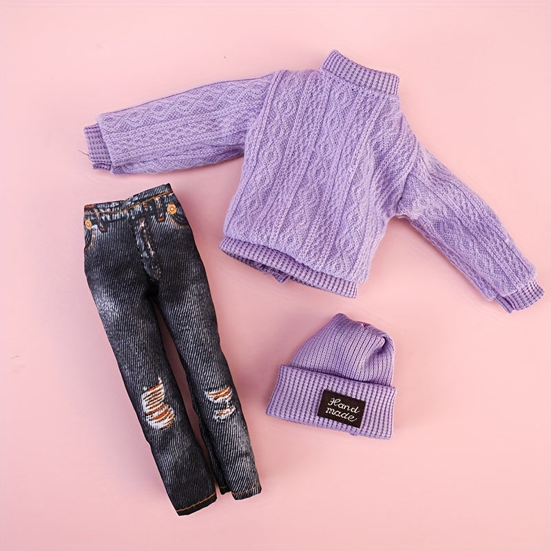 Multicolored Outfit Sweater Jeans Hat for 29 97 cm Doll