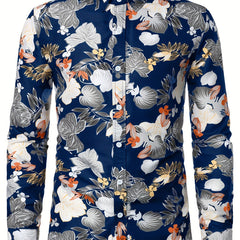 Men's Floral & Leaf Printed Casual Shirt Regular Fit Long Sleeves