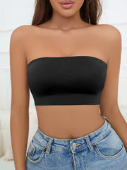 2 Pack Plus Size Basic Tube Bra Set Solid Medium Stretch