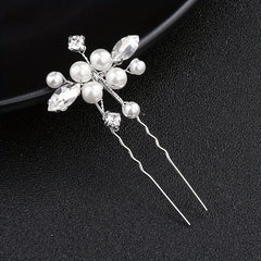Faux Pearl & Rhinestone Hair Pin Wedding Accessory