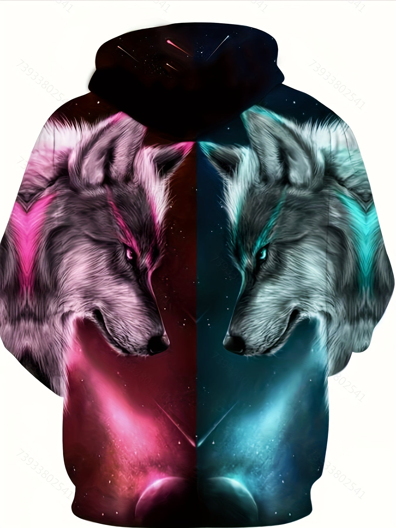 Men's Block Wolf Graphic Hoodie 3D Print Hooded Sweatshirt