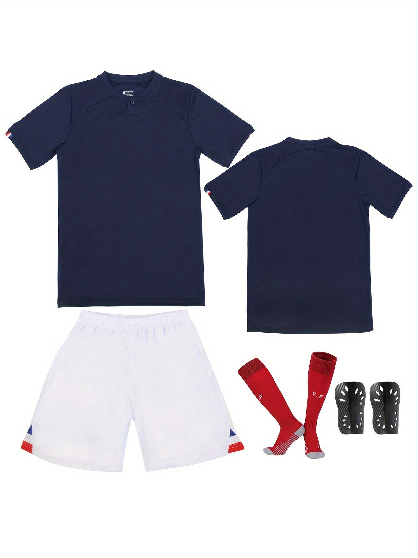 4 Pcs Quick Dry Soccer Kids Boys Jersey & Shorts & Socks & Knee Pads