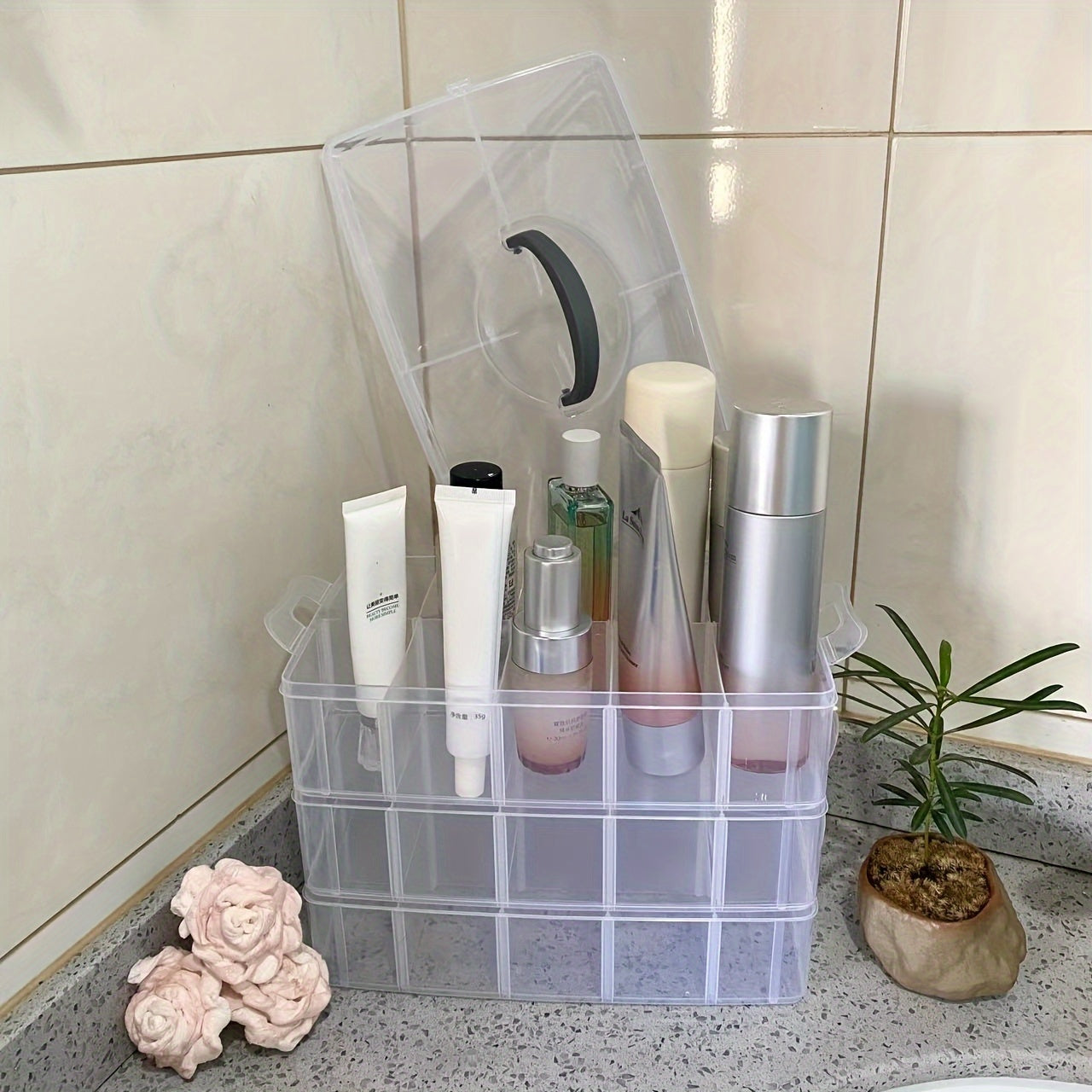 Large Capacity Storage Bin With Lid Three in One Household Parts Storage Box