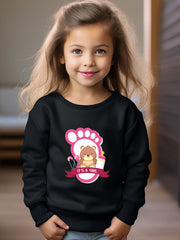 Girls Bear Pattern Crew Neck Sweatshirt