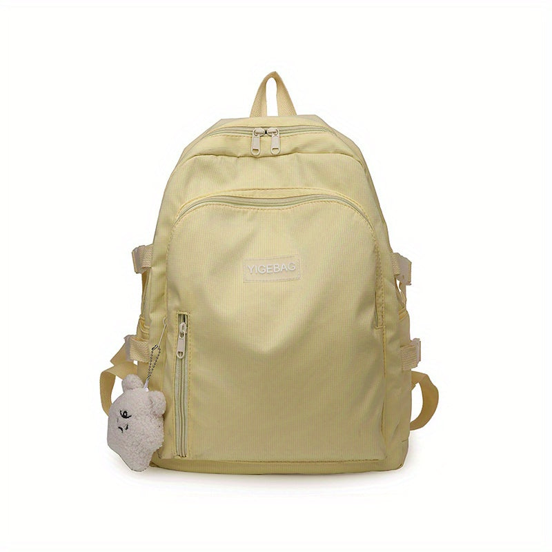 Casual Canvas Backpack With Pendant Large Capacity Schoolbag