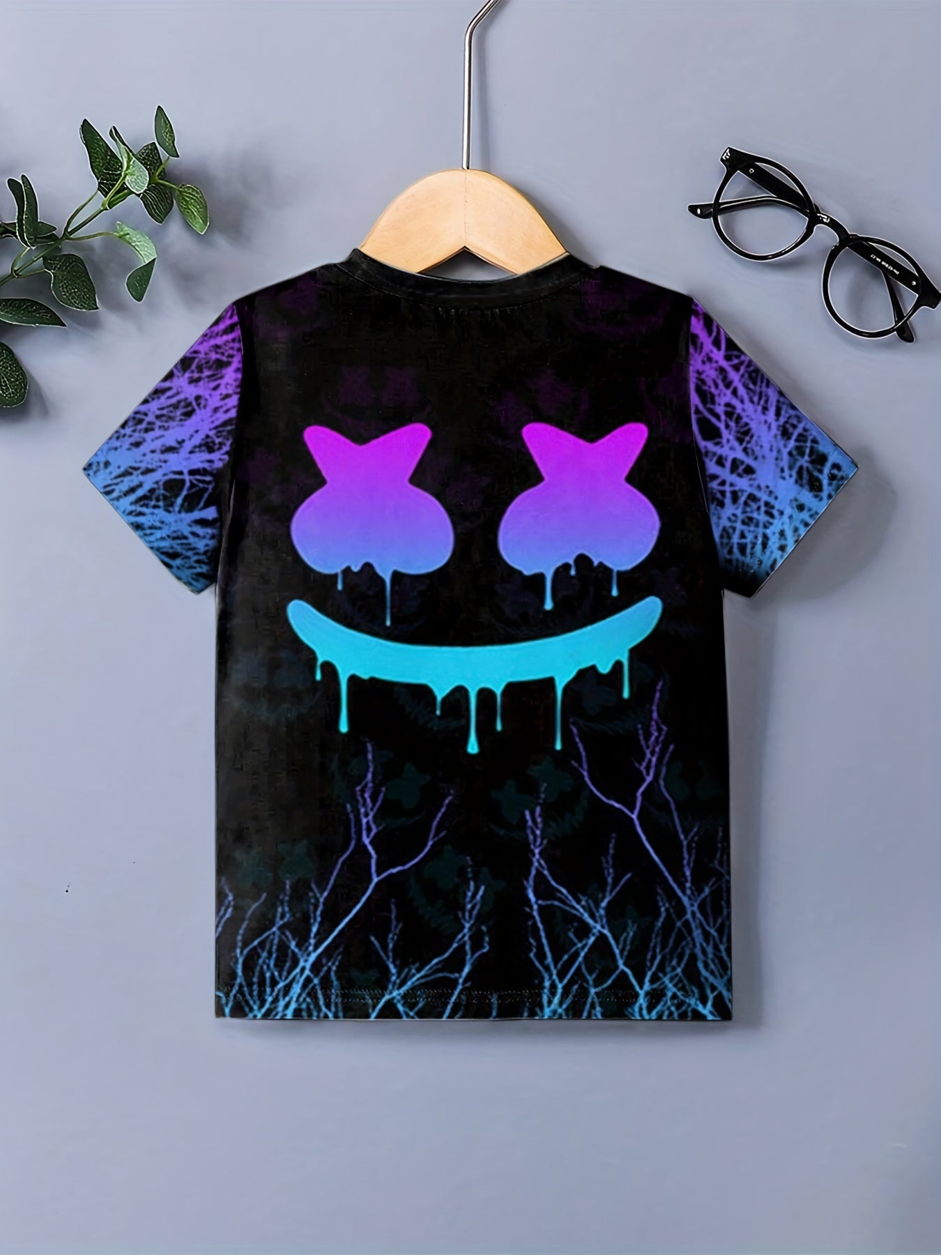 Boys' Breathable 3D Smile Graphic Tee for Summer