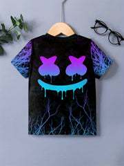 Boys' Breathable 3D Smile Graphic Tee for Summer