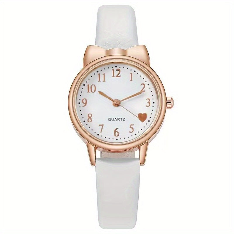 Cat Ears Love Kids Watch Leather Casual Female Youth Girls Student