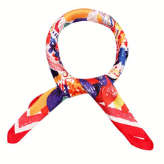 70cm Red Graffiti Print Bandana Silk Square Scarf Neckerchief Head Wraps
