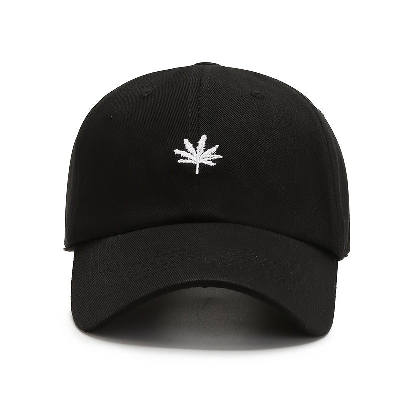 Stylish Leaf Embroidered Curved Brim Baseball Cap Men Women