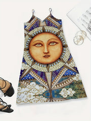 Graphic Print V Neck Maxi Cami Dress