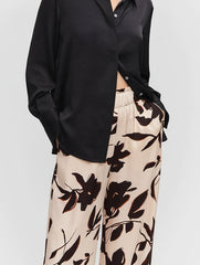 Floral Print Wide Leg Trousers With Pockets