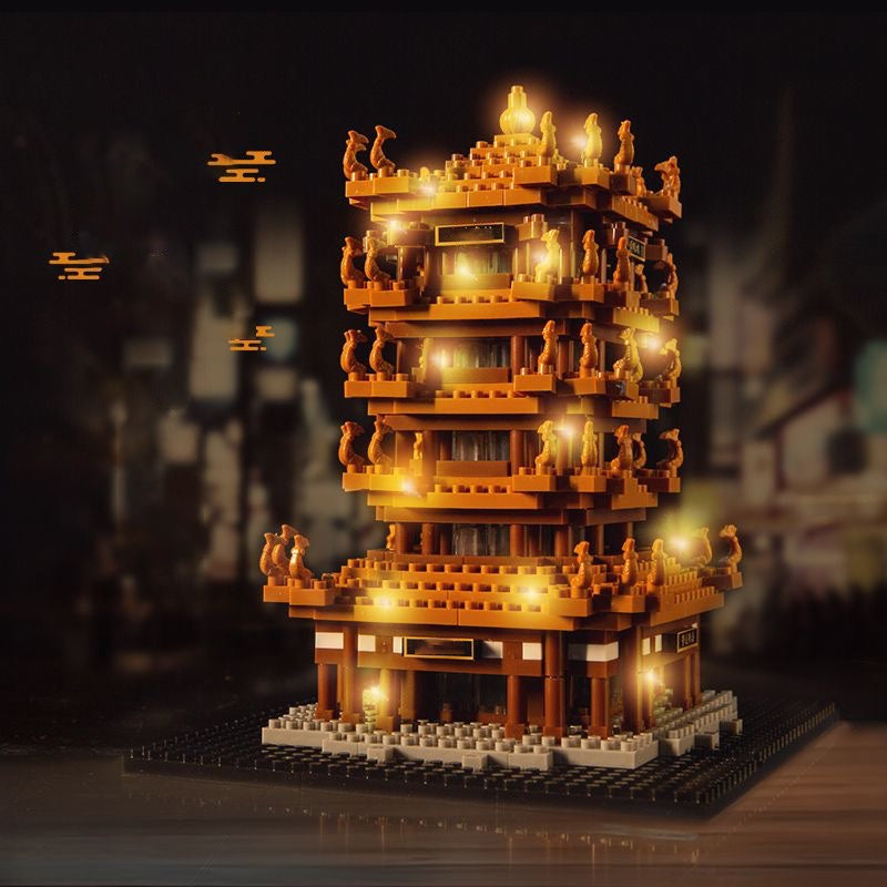 Creative Yellow Crane Tower Building Blocks Set