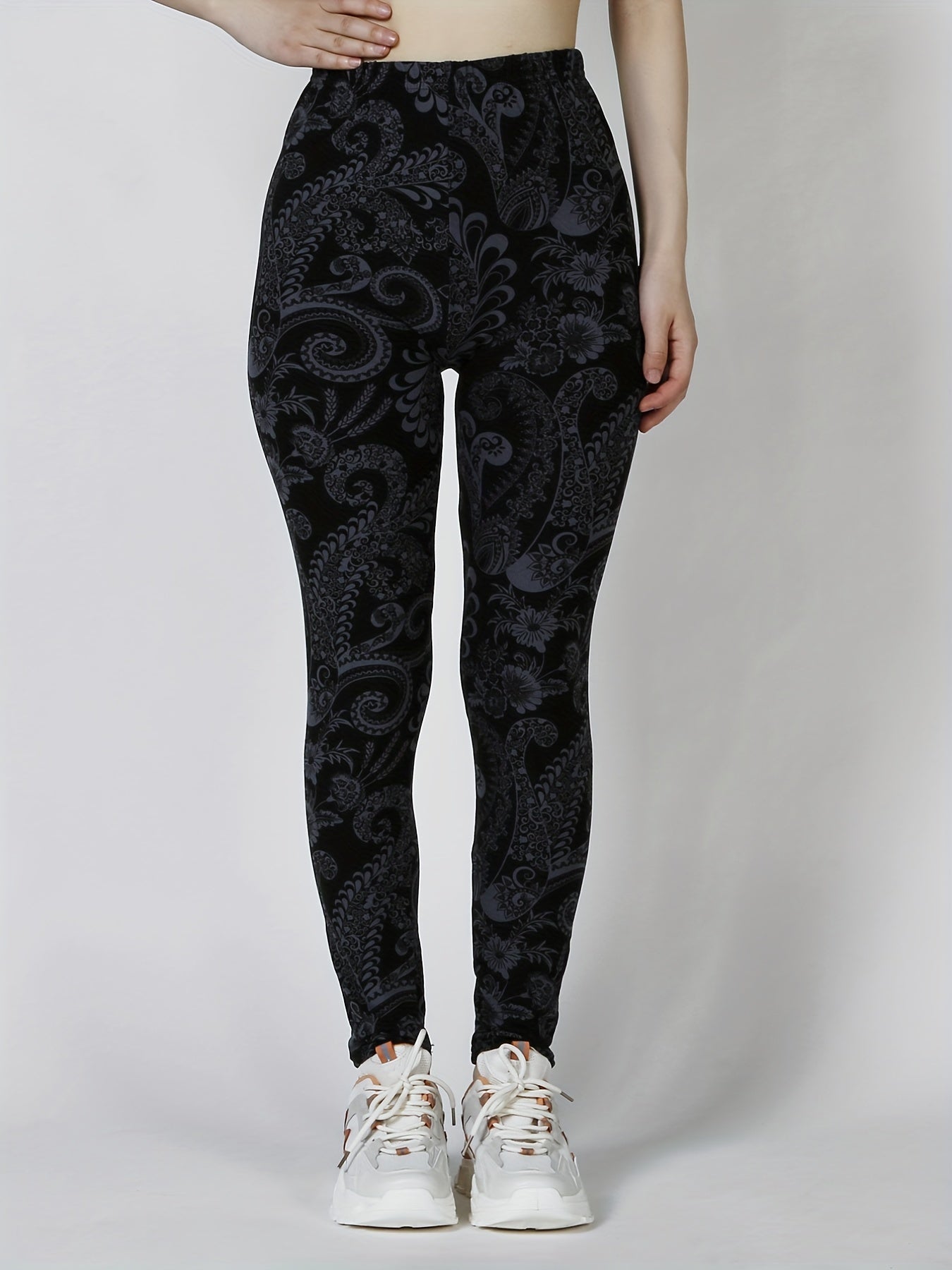 Floral Print Skinny Leggings Casual Stretchy Leggings Women's Clothing
