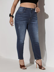 High Stretch Skinny Jeans, Washed Ripped Button Fly