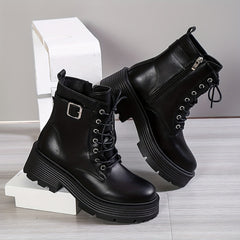 Women's Platform Ankle Boots Chunky Heeled Combat Boots