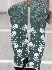 Women's Plus Gothic Skull & Splash Print Leggings