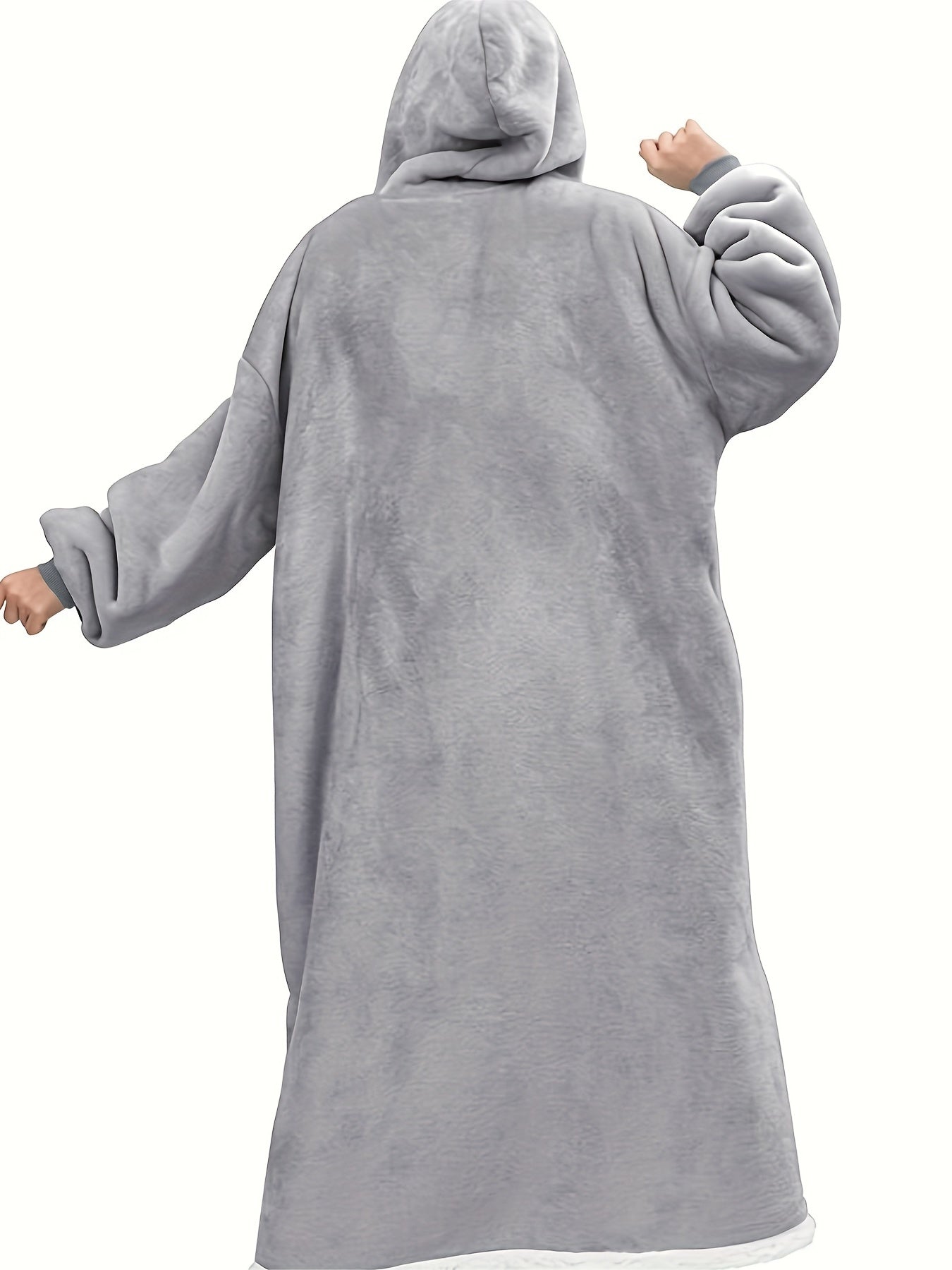 Plus Size Hooded Fleece Lounge Robe for Women