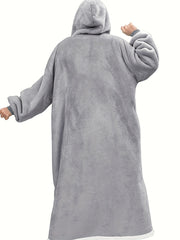Plus Size Hooded Fleece Lounge Robe for Women